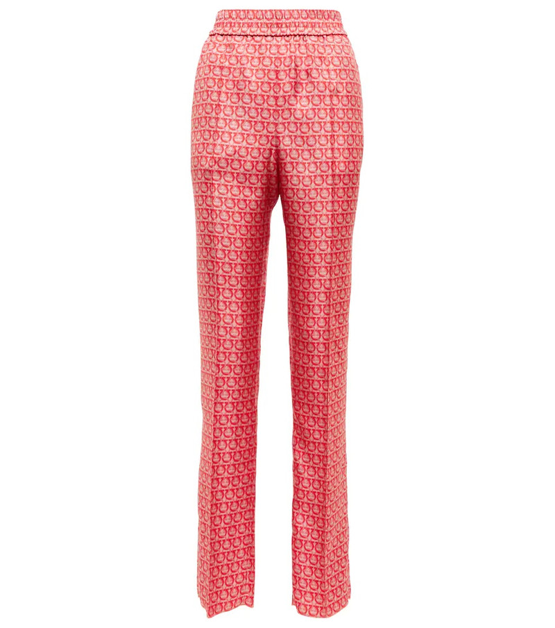 Gancini high-rise silk pants - 1
