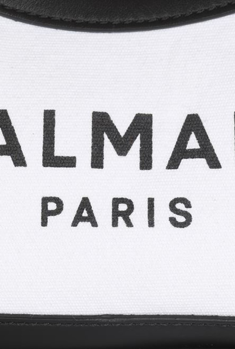 White canvas B-Army bag with black leather panels 7