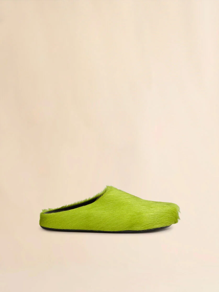 GREEN LONG HAIRCALFSKIN FUSSBETT SABOT - 1