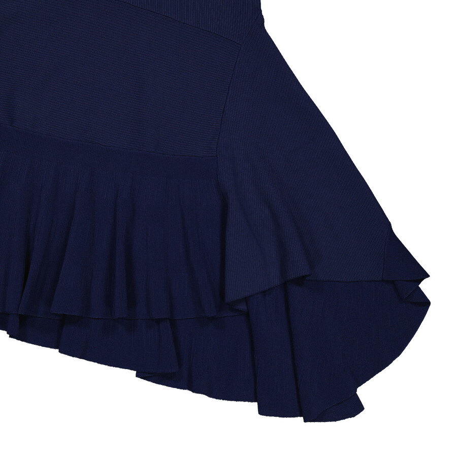 JW Anderson Navy Blue Ribbed Ruffle Dress - 7