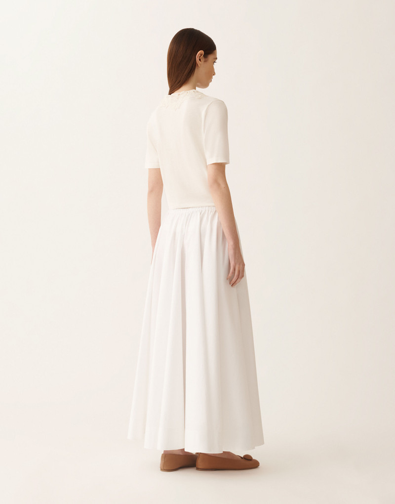 Wide skirt in optic white poplin 4