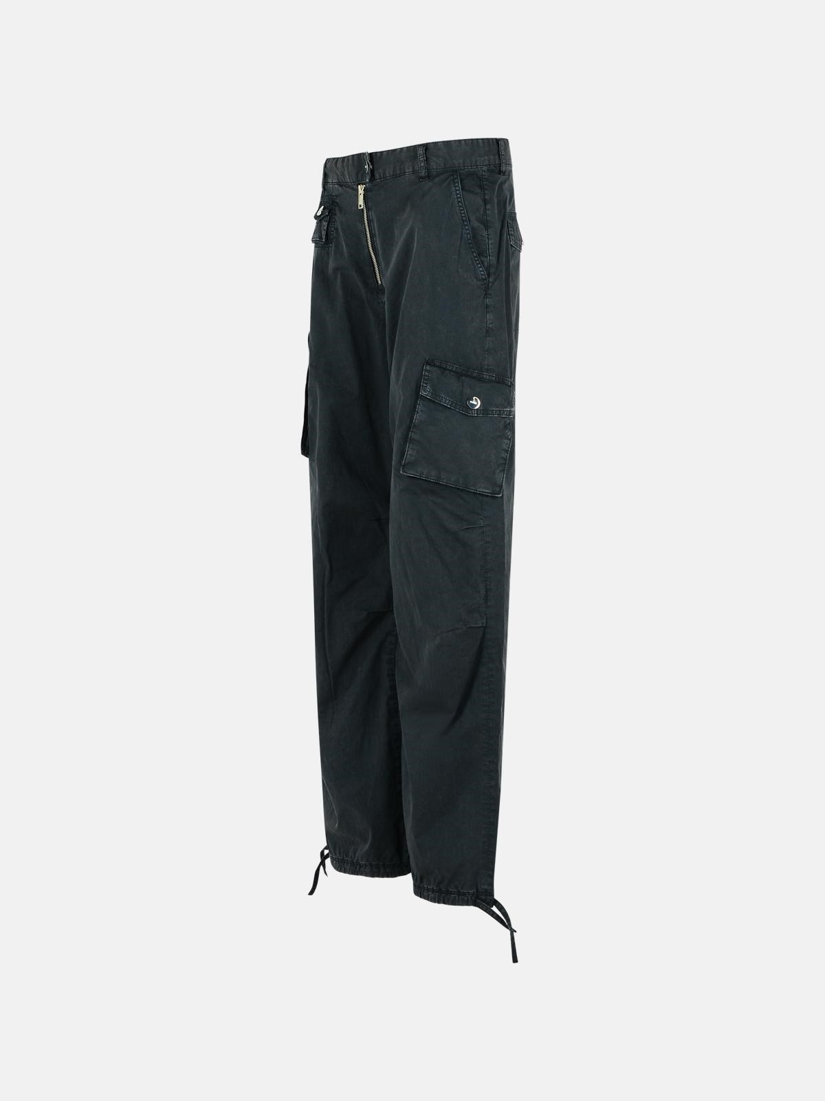'CARGO' BLACK WASHED COTTON TWILL PANTS - 2