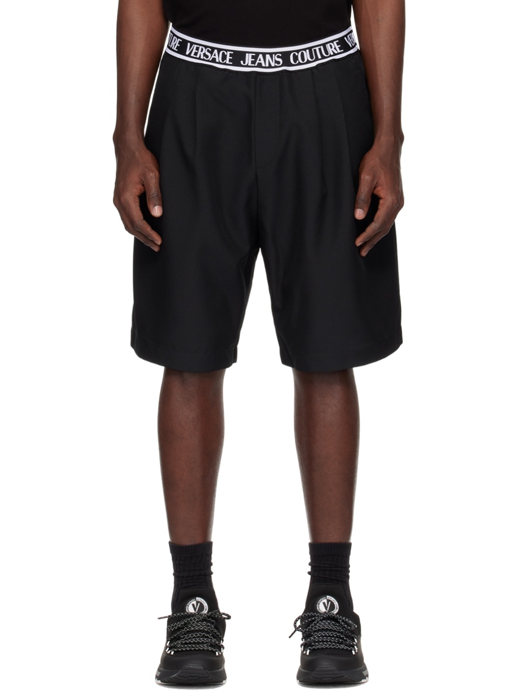Black Jacquard Shorts - 1