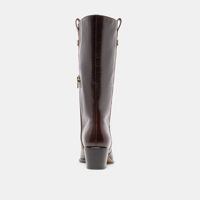VERN WIDE CALF BOOTS CHOCOLATE LEATHER 9