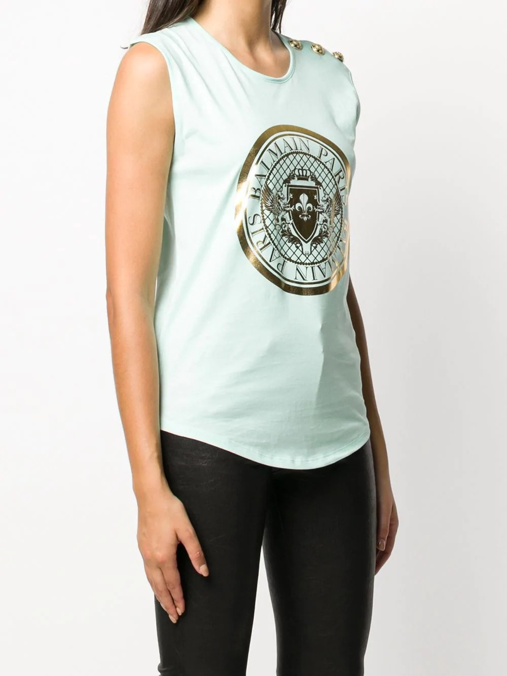 sleeveless logo-print T-shirt  - 3