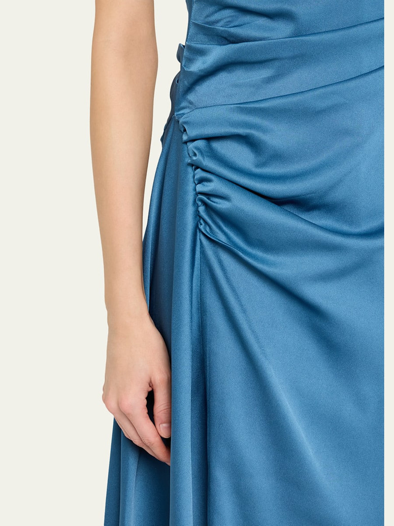 Marabella Ruched Satin Midi Dress 5
