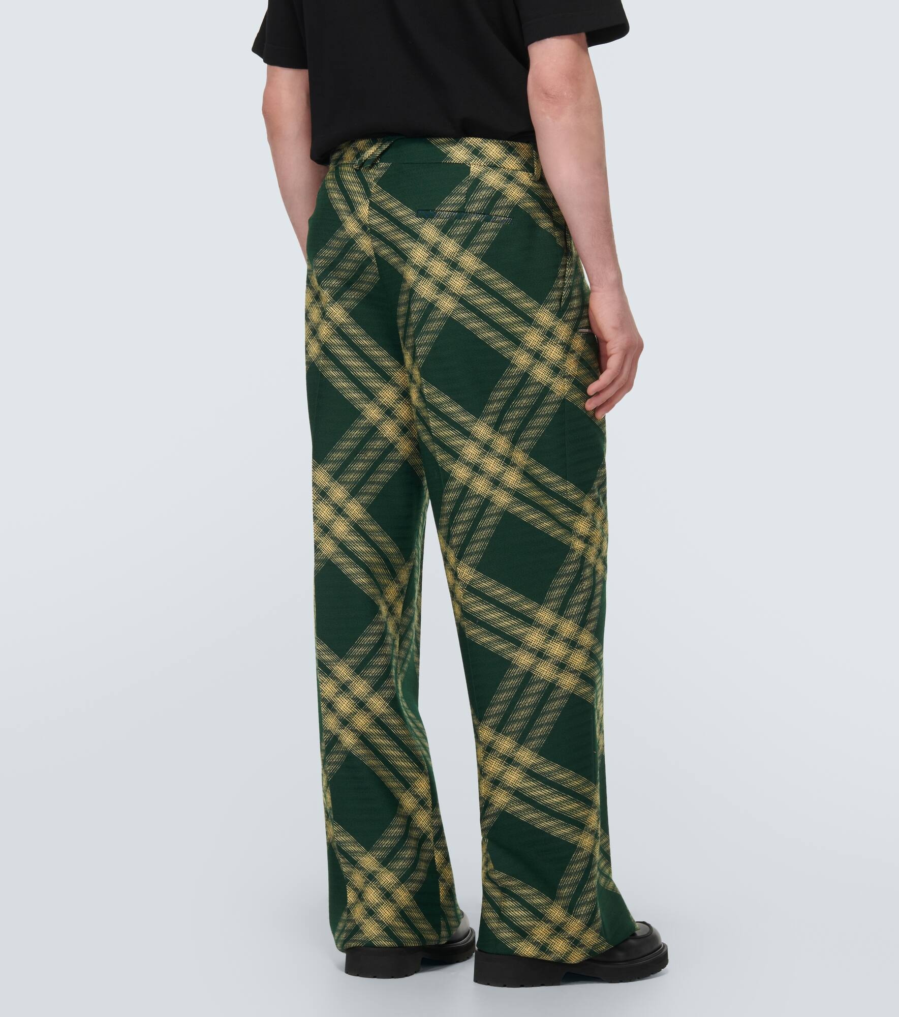 Checked wool twill straight pants - 4
