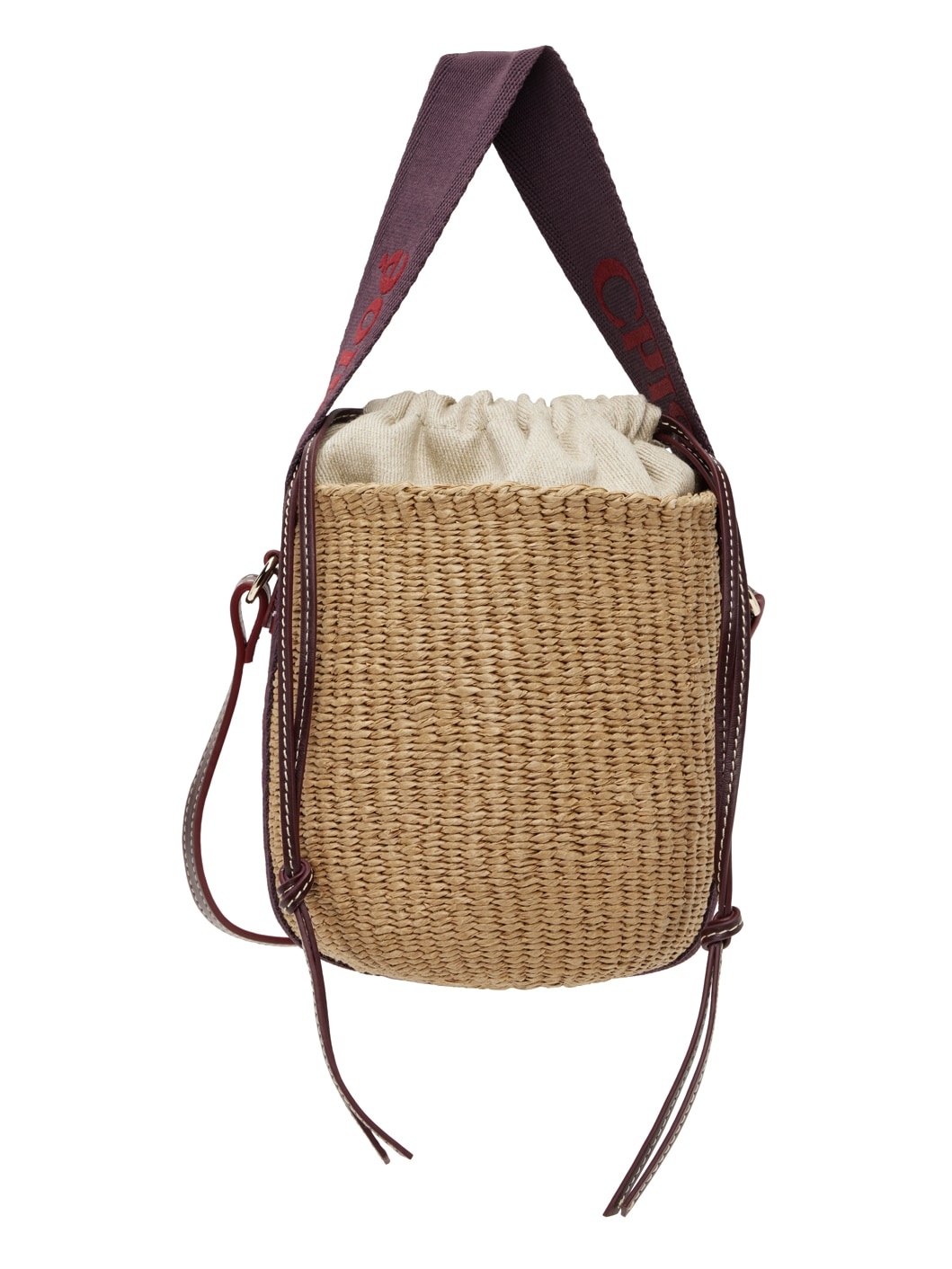 Beige & Purple Small Woody Basket Bag - 1