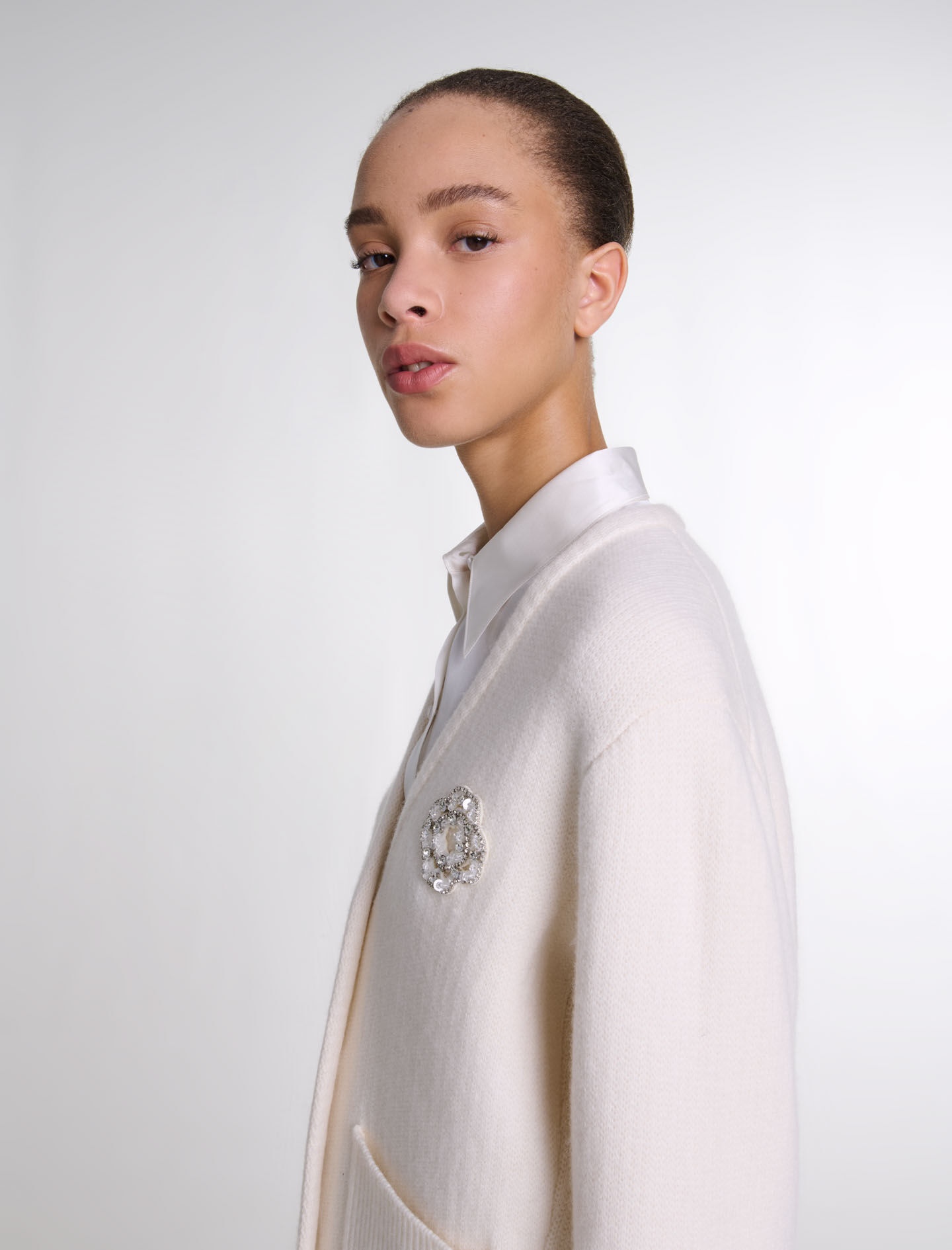 Knit cardie with rhinestone Clover - 7