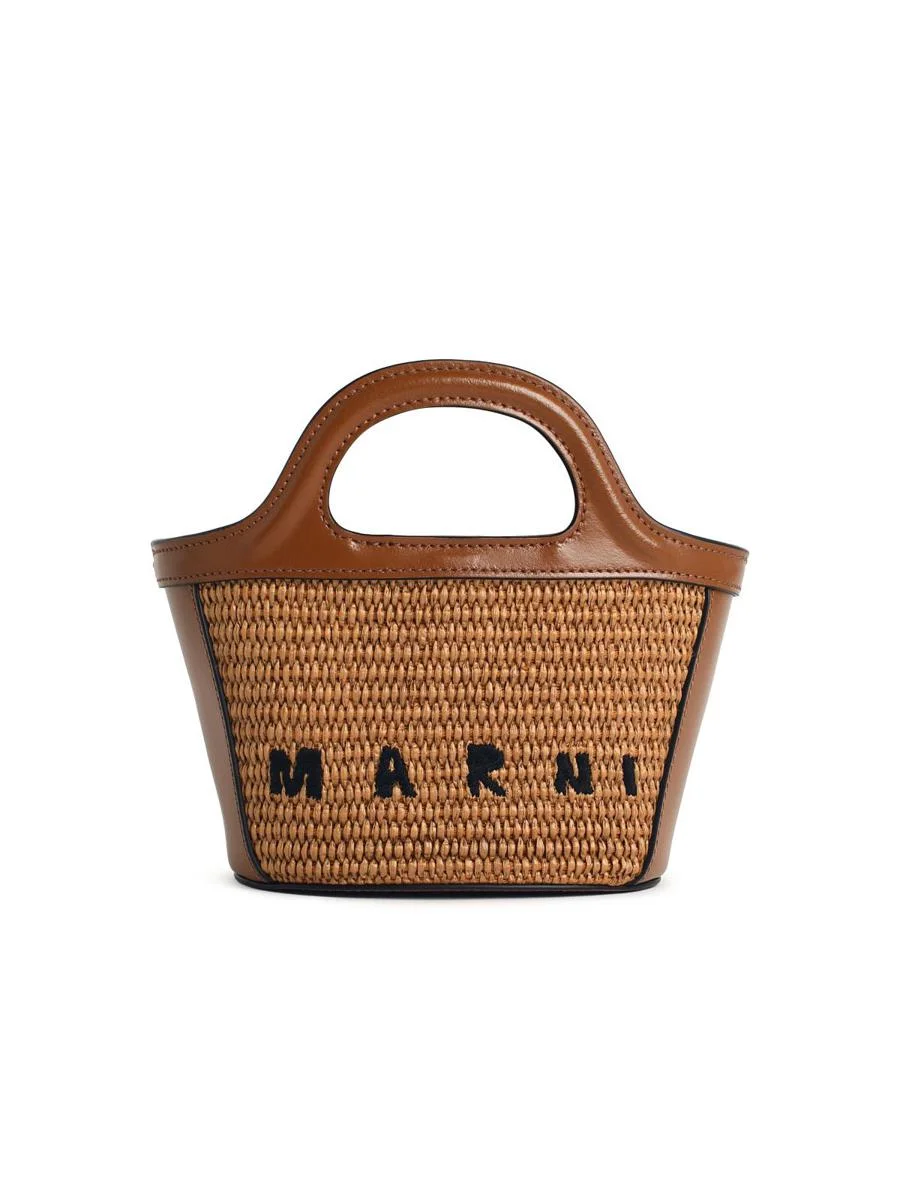 Marni Brown Leather Blend Micro Tropicalia Bag - 1