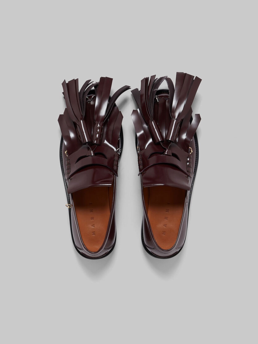 BURGUNDY LEATHER BAMBI LOAFER WITH MAXI TASSELS - 4