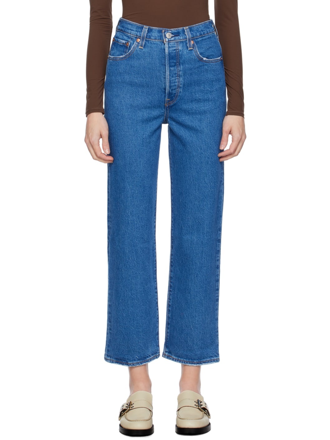 Blue Ribcage Straight Ankle Jeans - 1