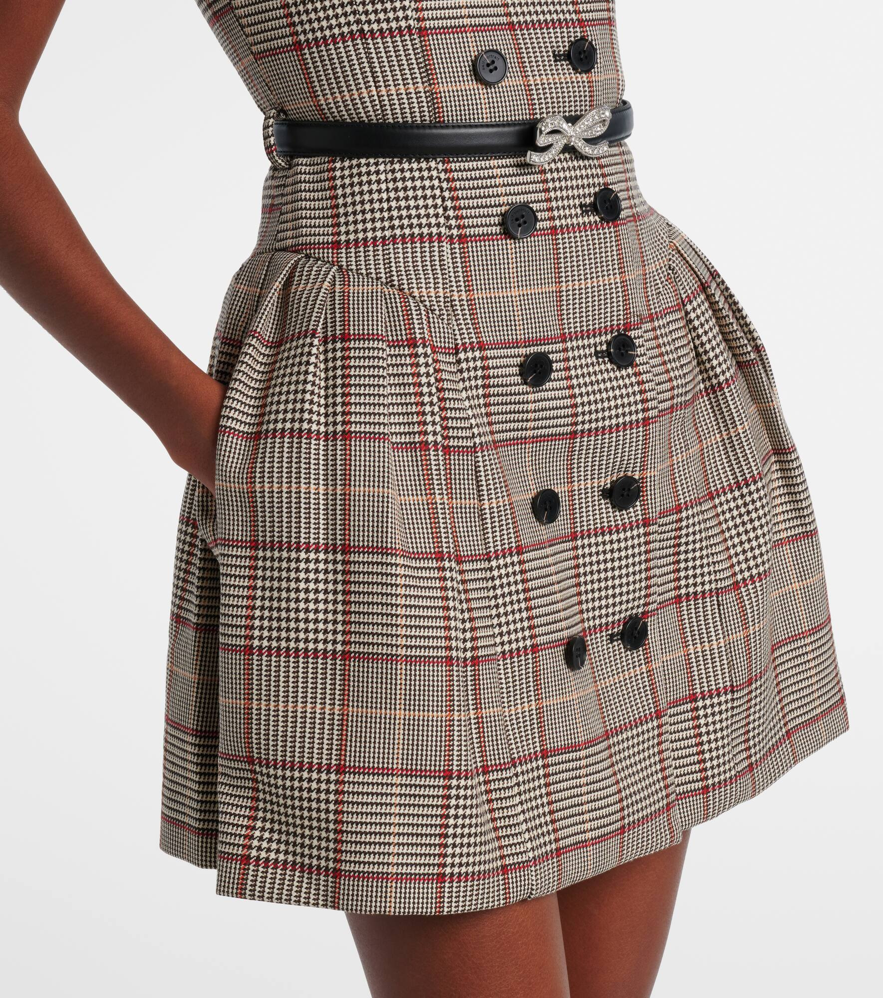 Houndstooth wool-blend twill minidress - 5