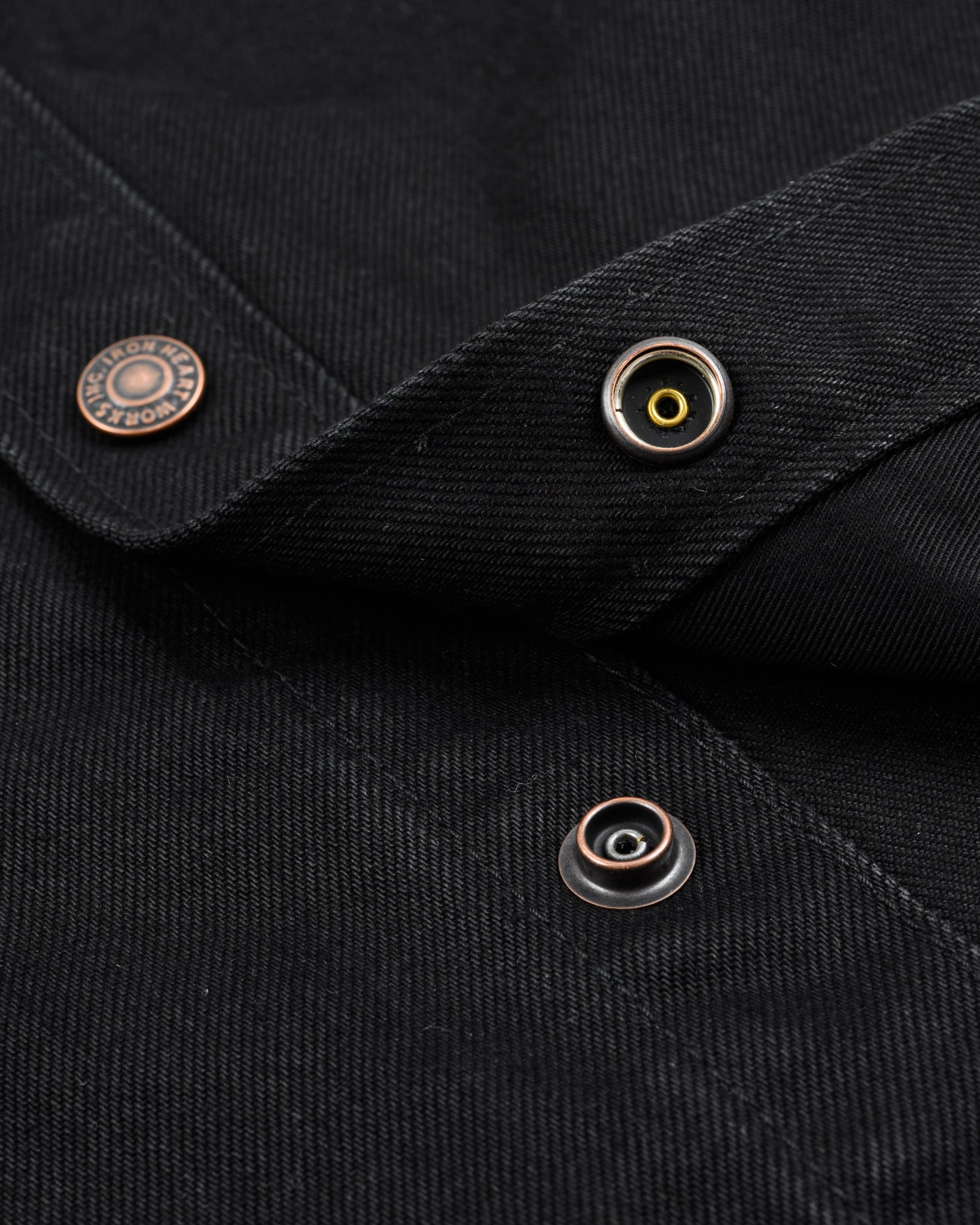 IHSH-362-BLK 16oz Non-Selvedge Denim CPO Shirt - Superblack (Fades To Grey) - 17