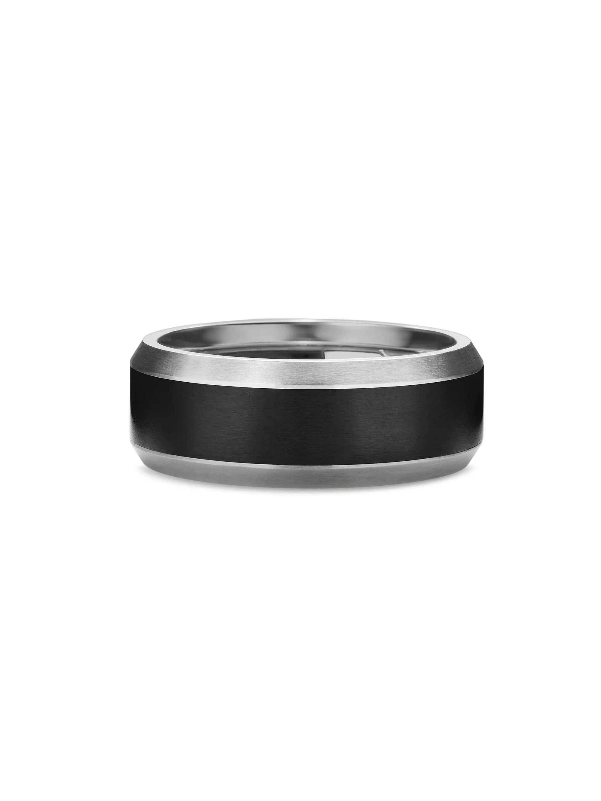 Men's Beveled Band Ring in Grey Titanium - Titanium - 1