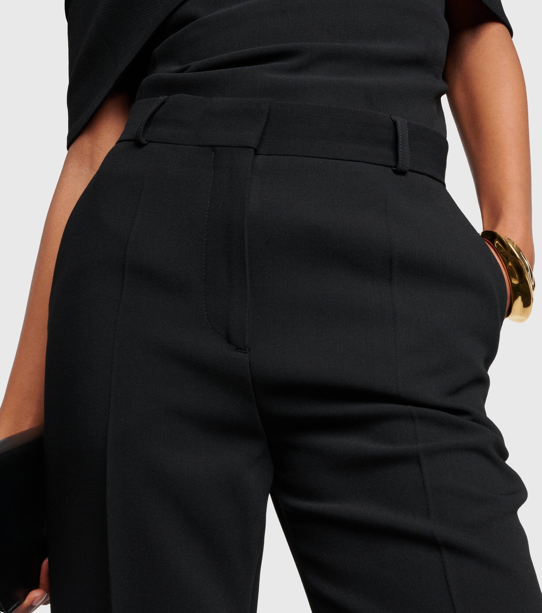 High-rise pleated crêpe flared pants - 5
