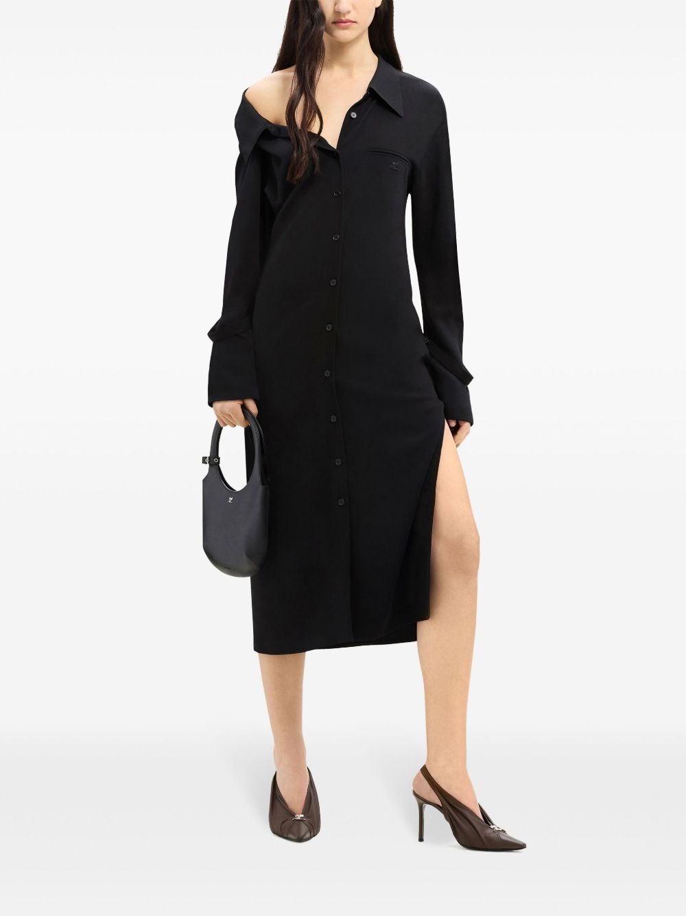 modular crepe shirt dress - 2