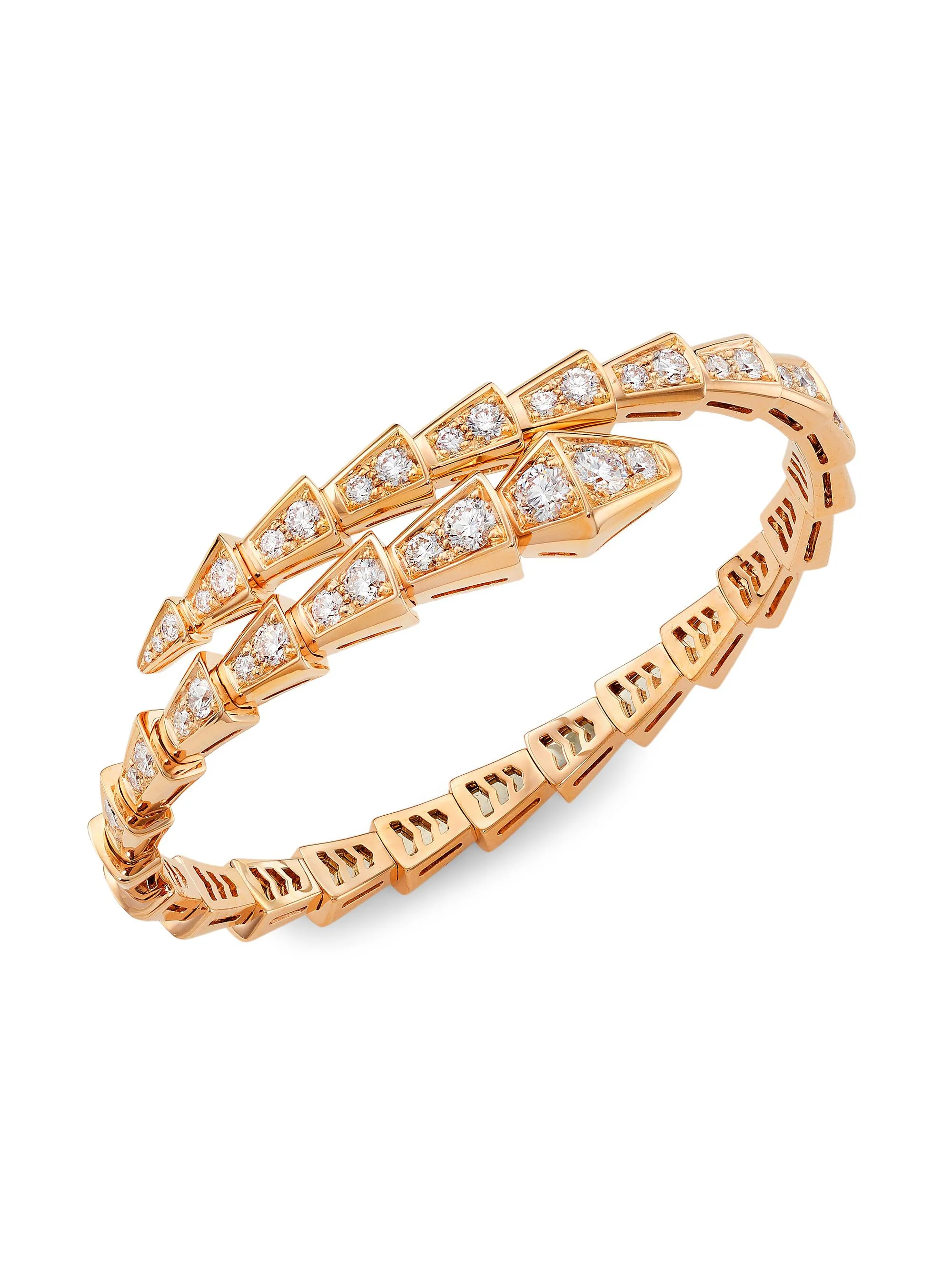 Women's Serpenti Viper 18K Rose Gold Pavè Diamond Bracelet - Rose Gold - 1