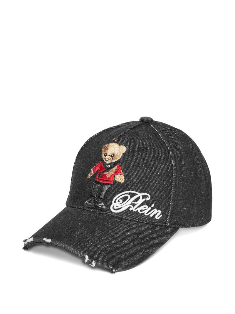 bear-embroidered denim cap 1