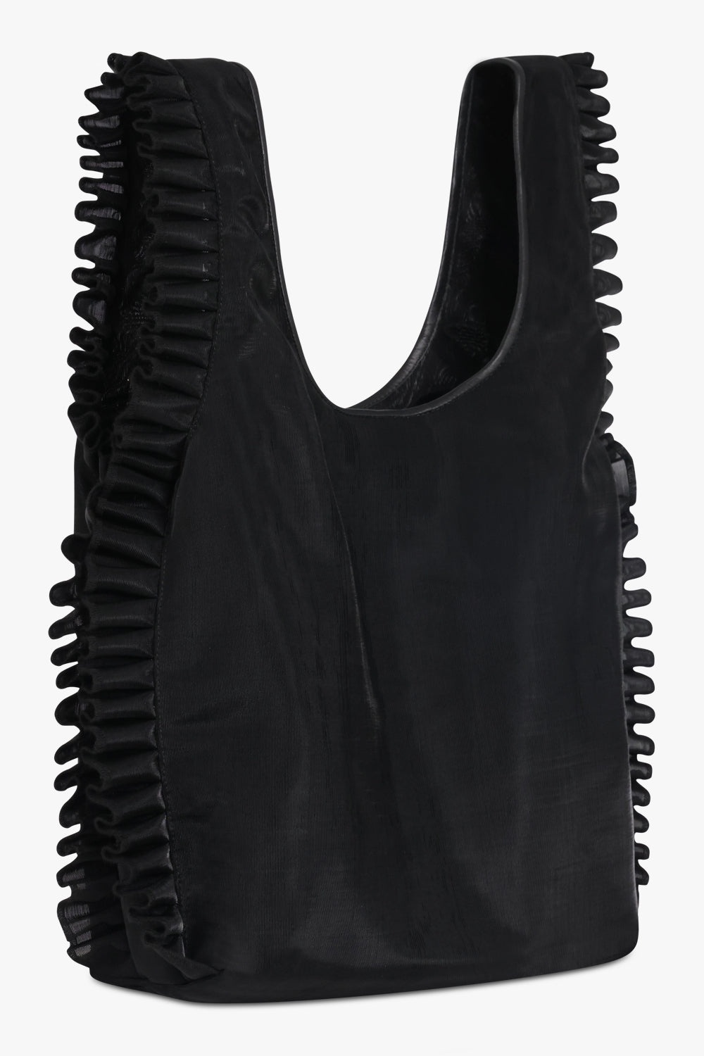 FRILLED LARGE TOTE BAG | BLACK - 2