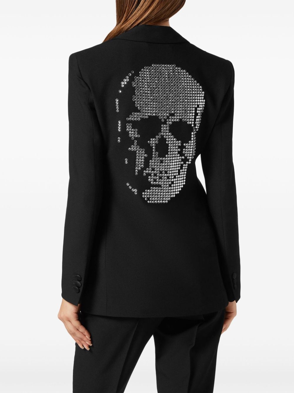 skull-embellished single-breasted blazer - 8