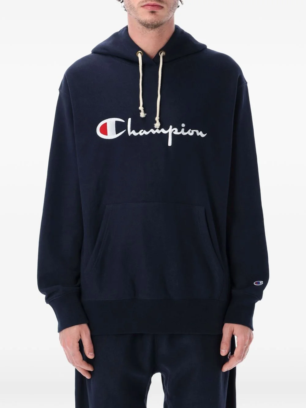 logo-embroidered hoodie - 1