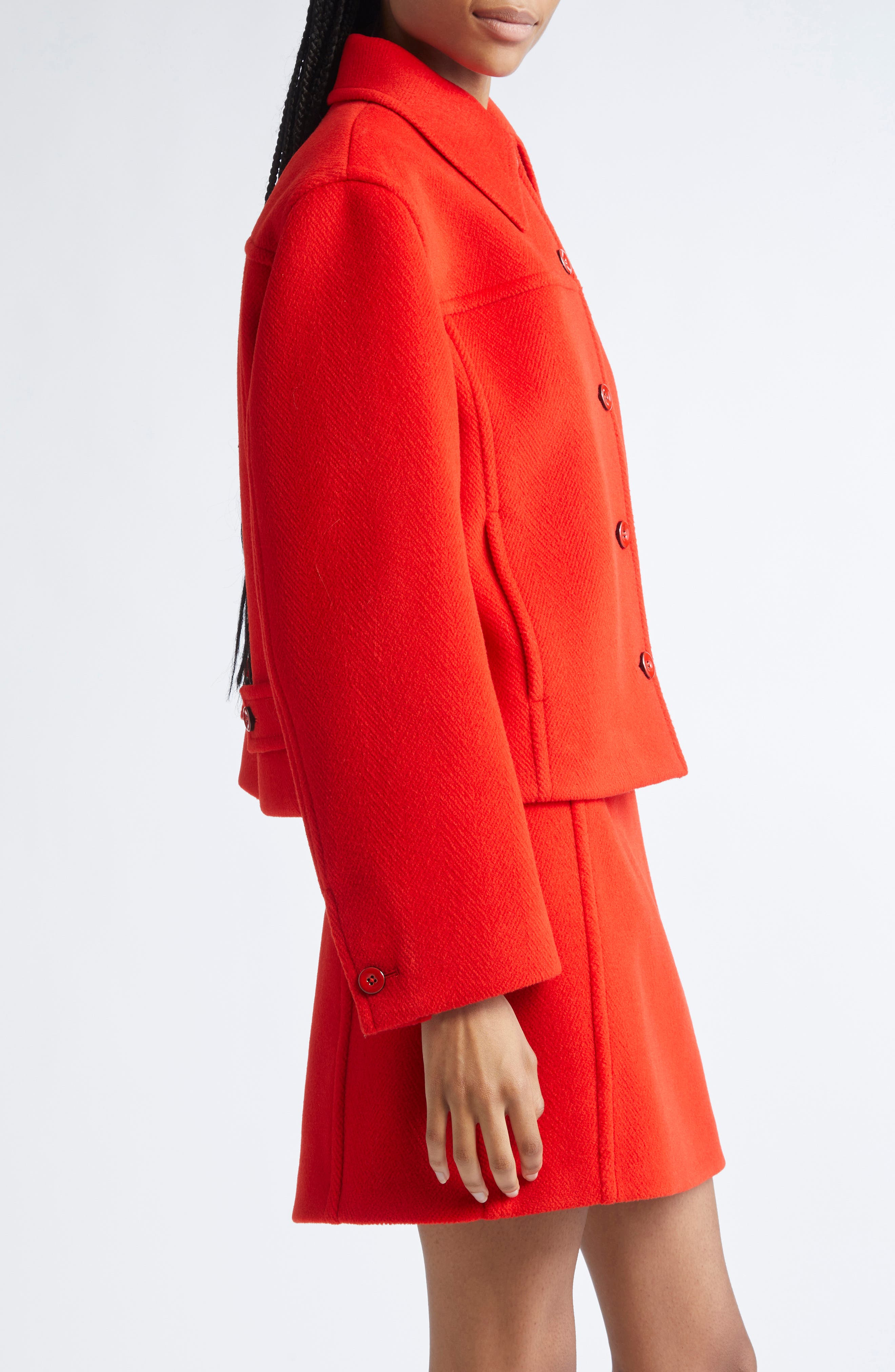 Jil Sander Wool Crop Jacket in Strawberry at Nordstrom - 4
