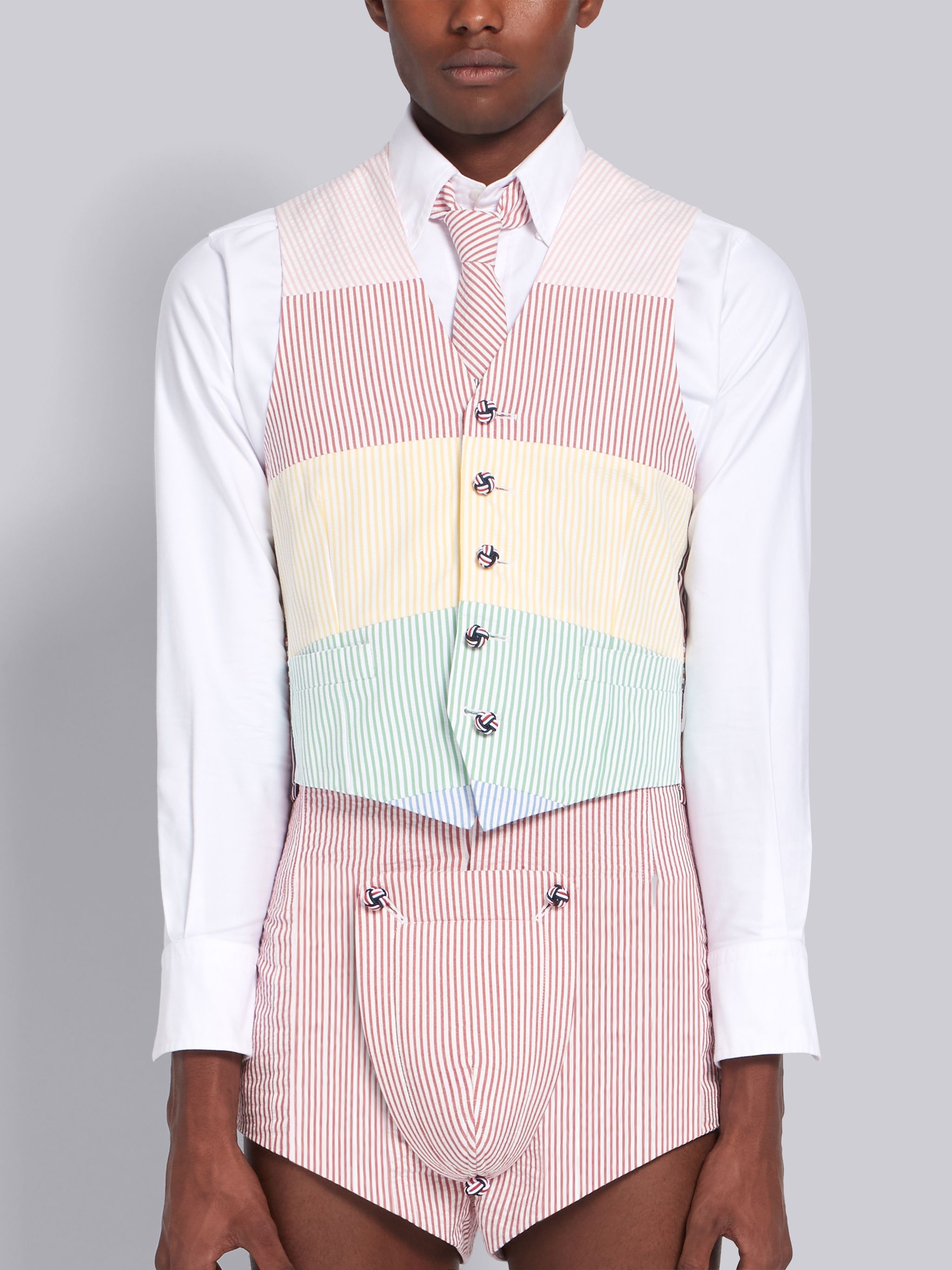 RWB Seersucker Stripe Classic Vest - 1