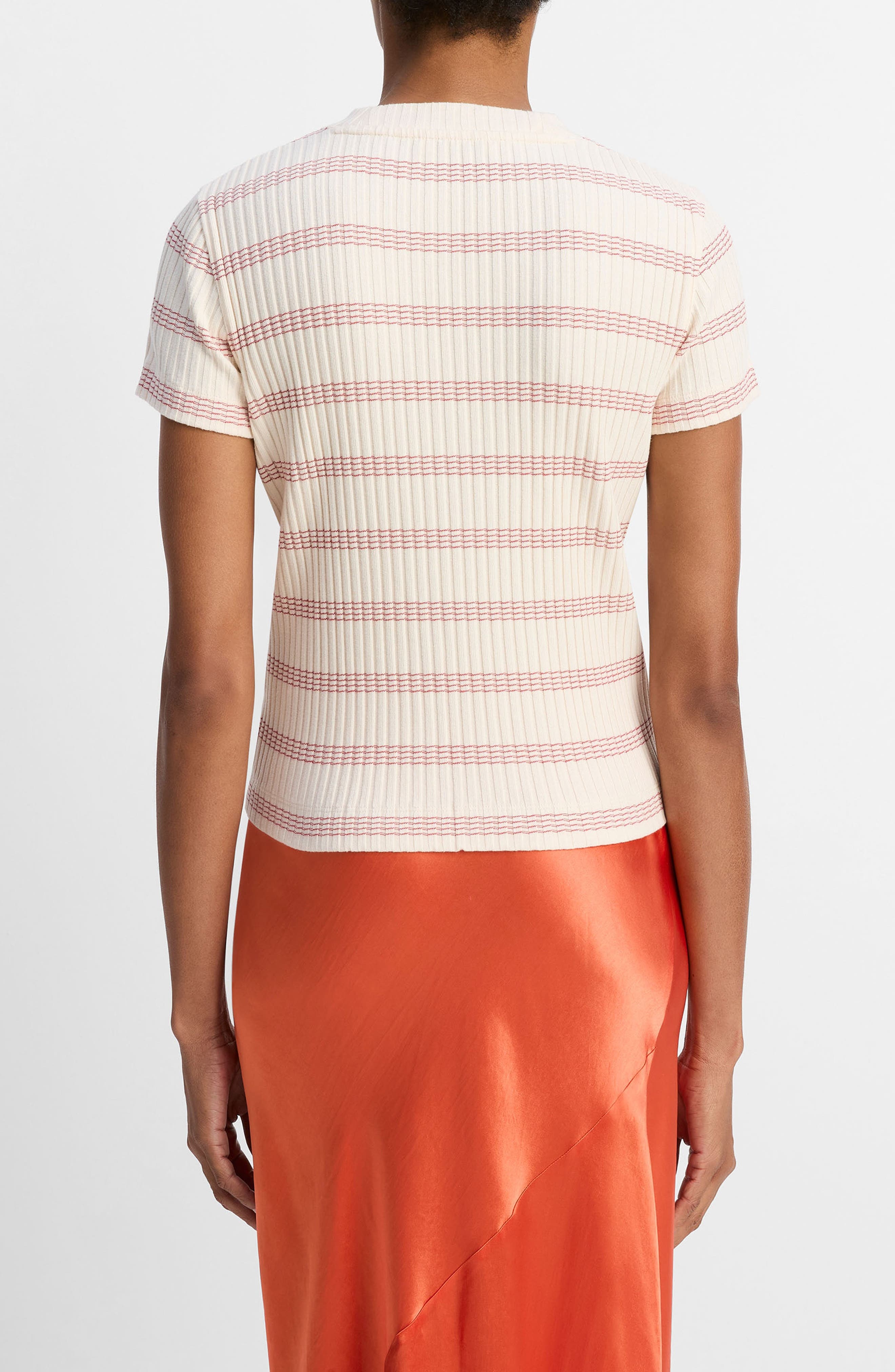 Vince Stripe Rib Sweater in Oat Shell Combo at Nordstrom - 2