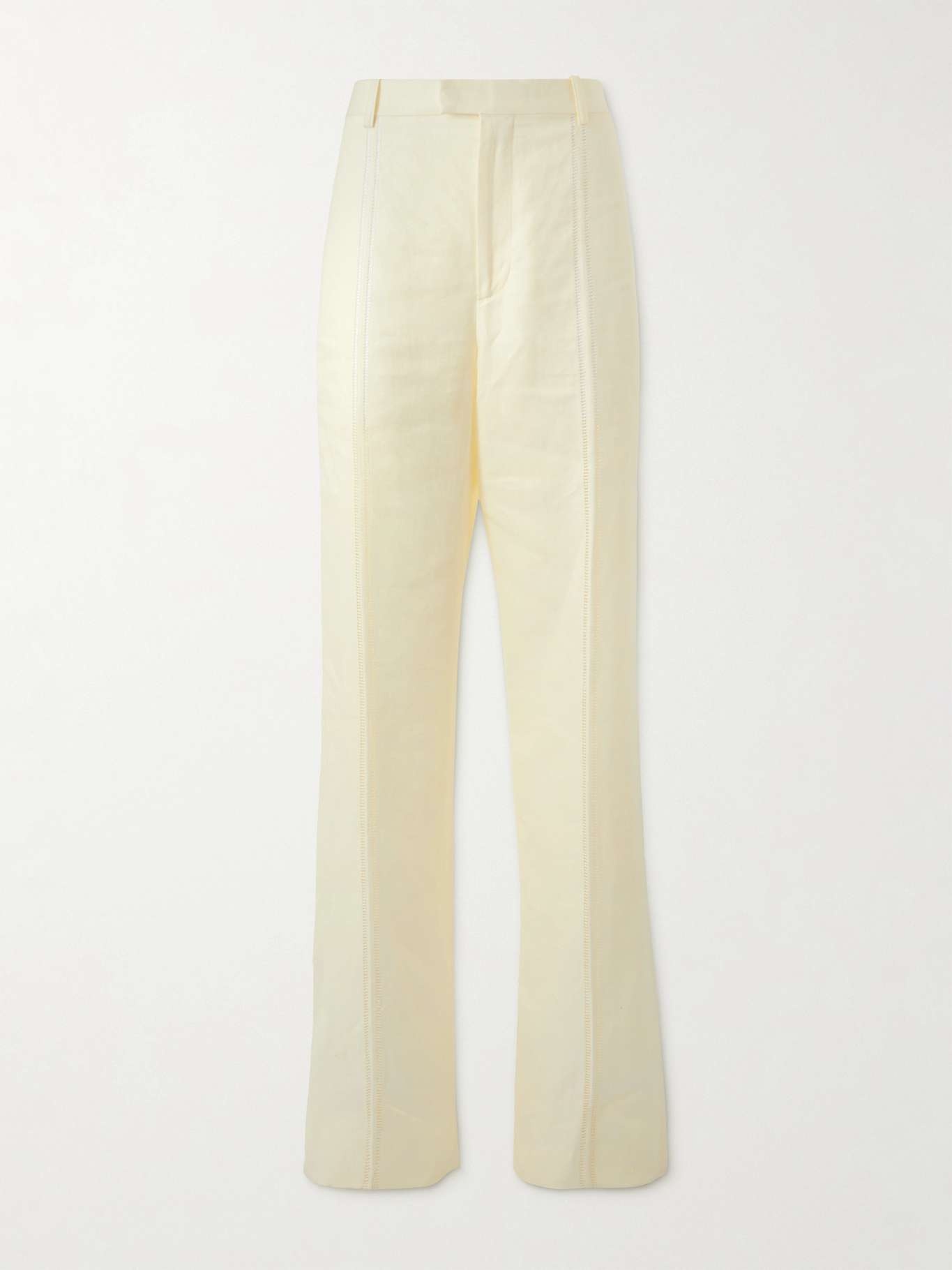 Embroidered linen straight-leg pants - 1