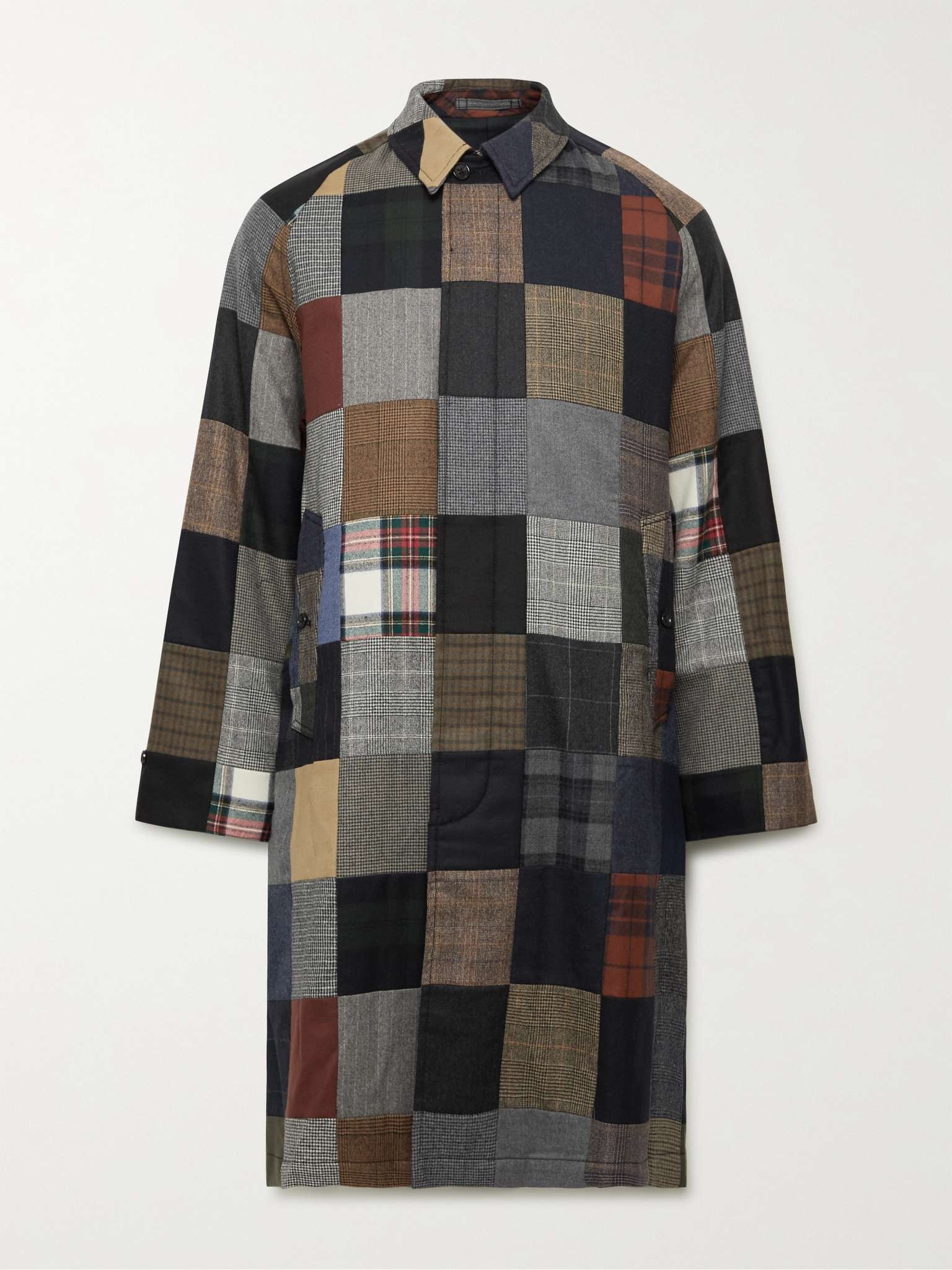 Balmacaan Patchwork Wool-Blend Coat - 1