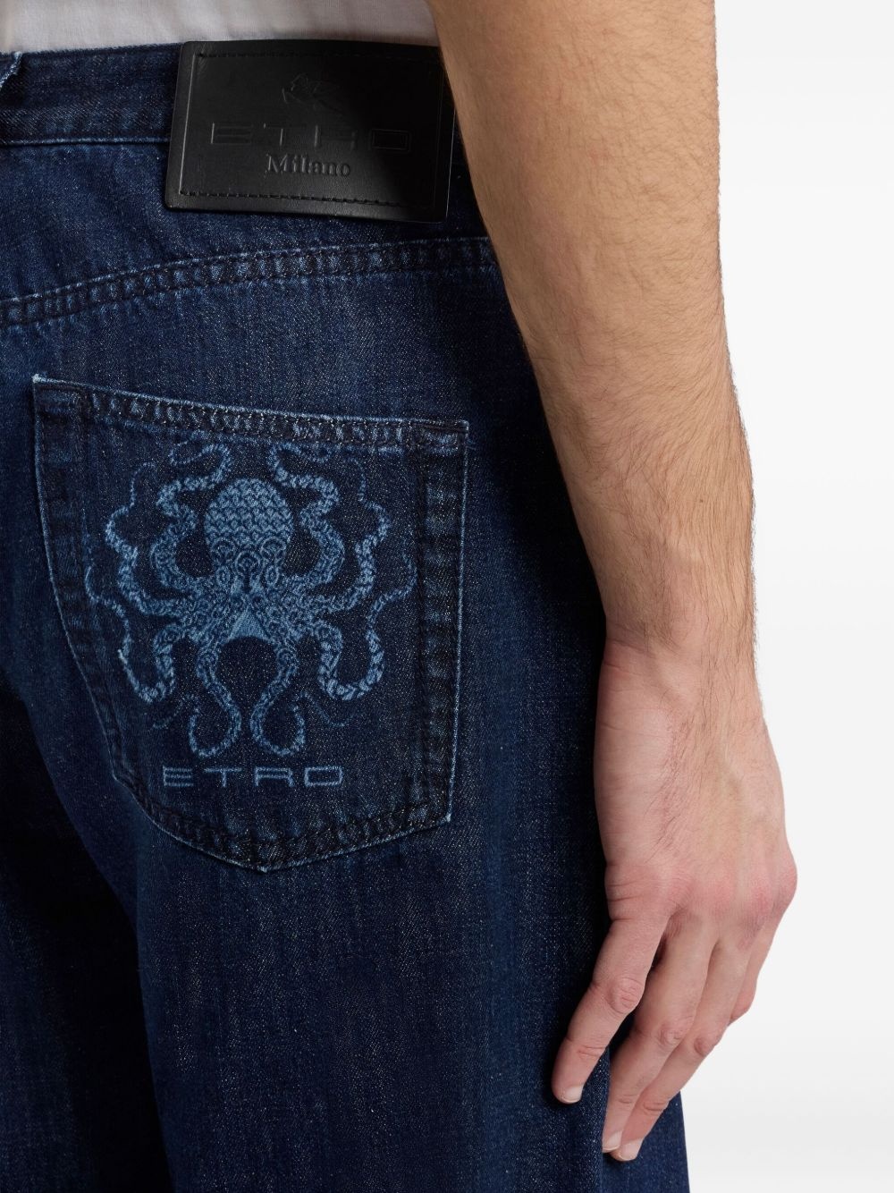 Octopus-embroidered jeans - 5