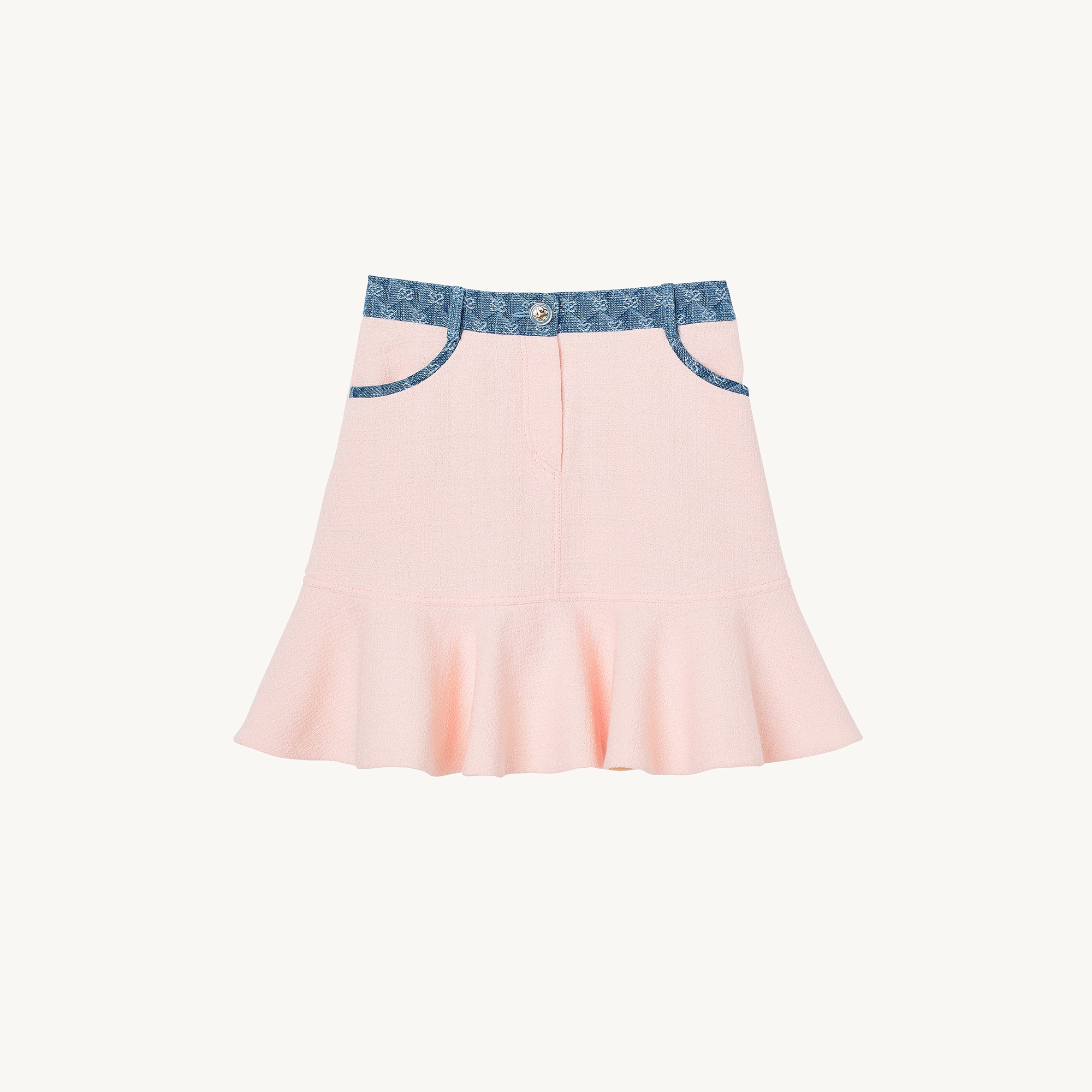 Short mixed-material skirt - 1