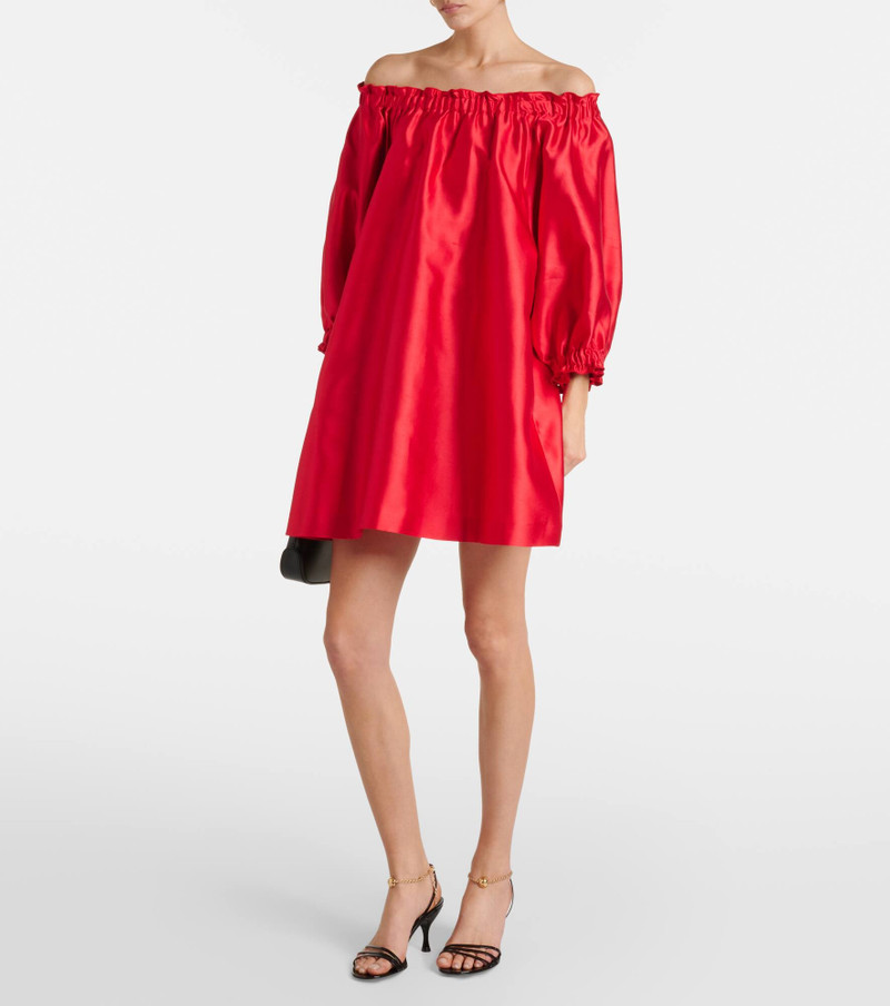 Max Mara Lepre off-shoulder silk and cotton minidress outlook