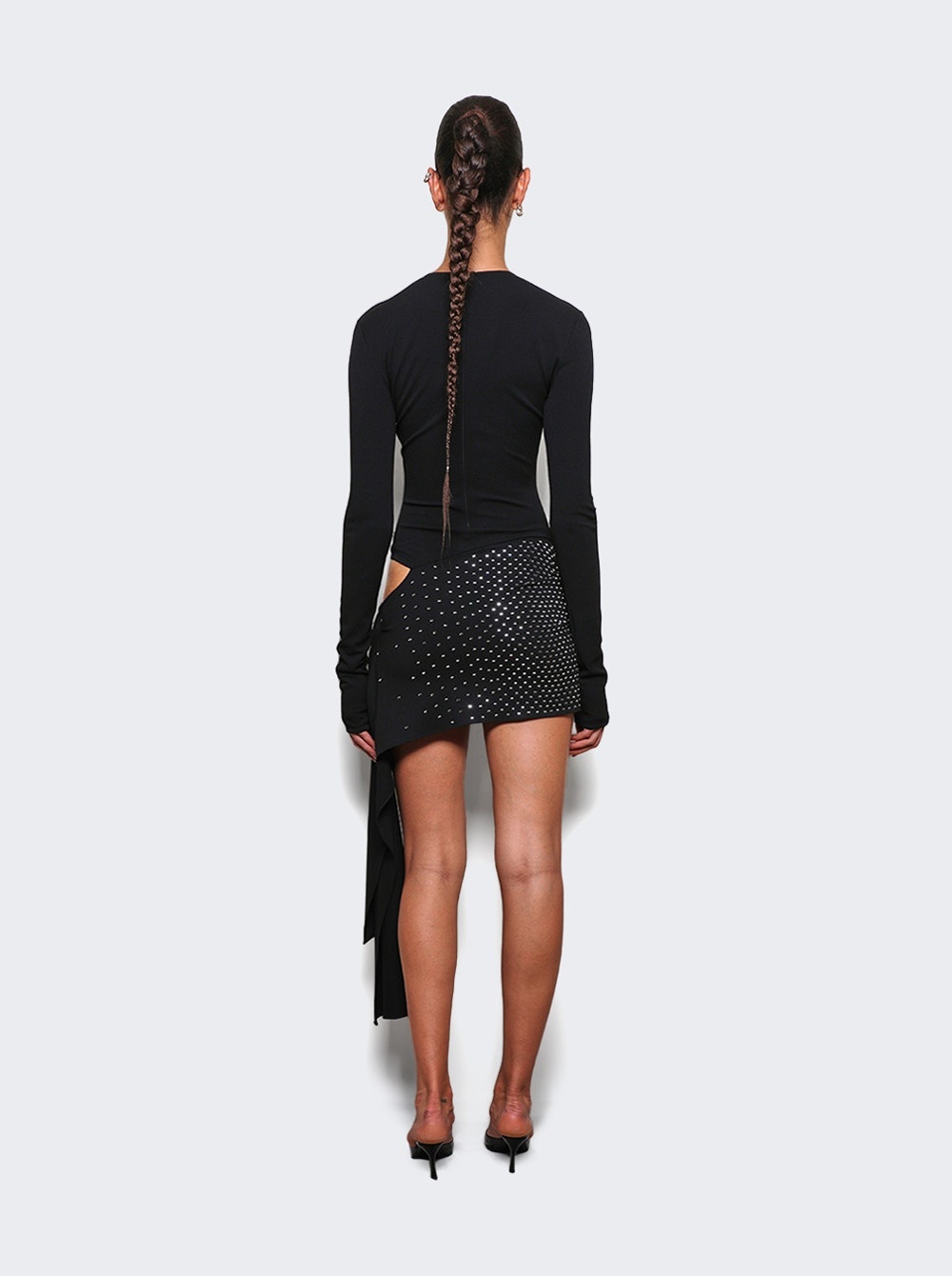 Asymmetric Mini Dress Black - 5