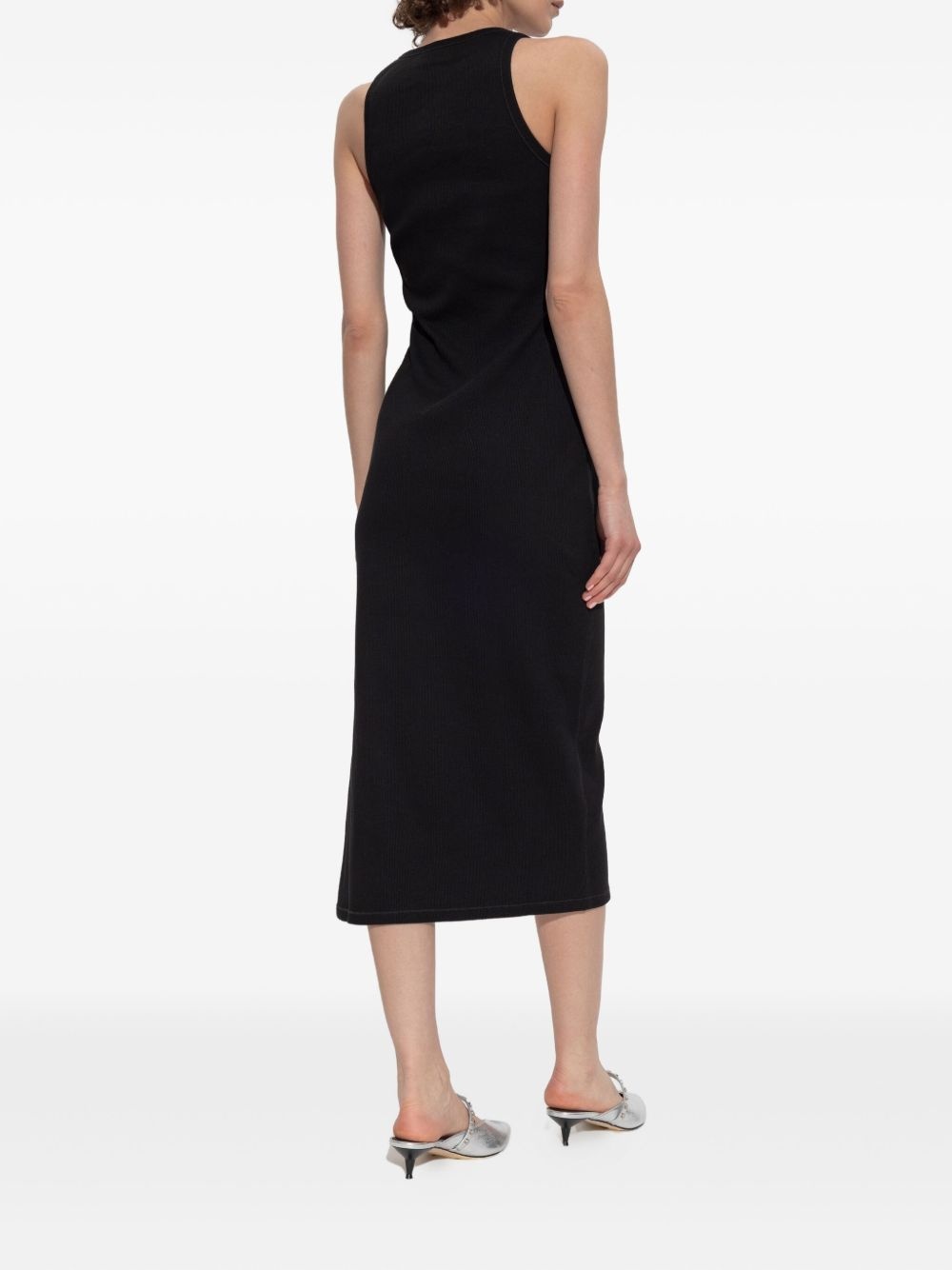 Placket sleeveless midi dress - 4