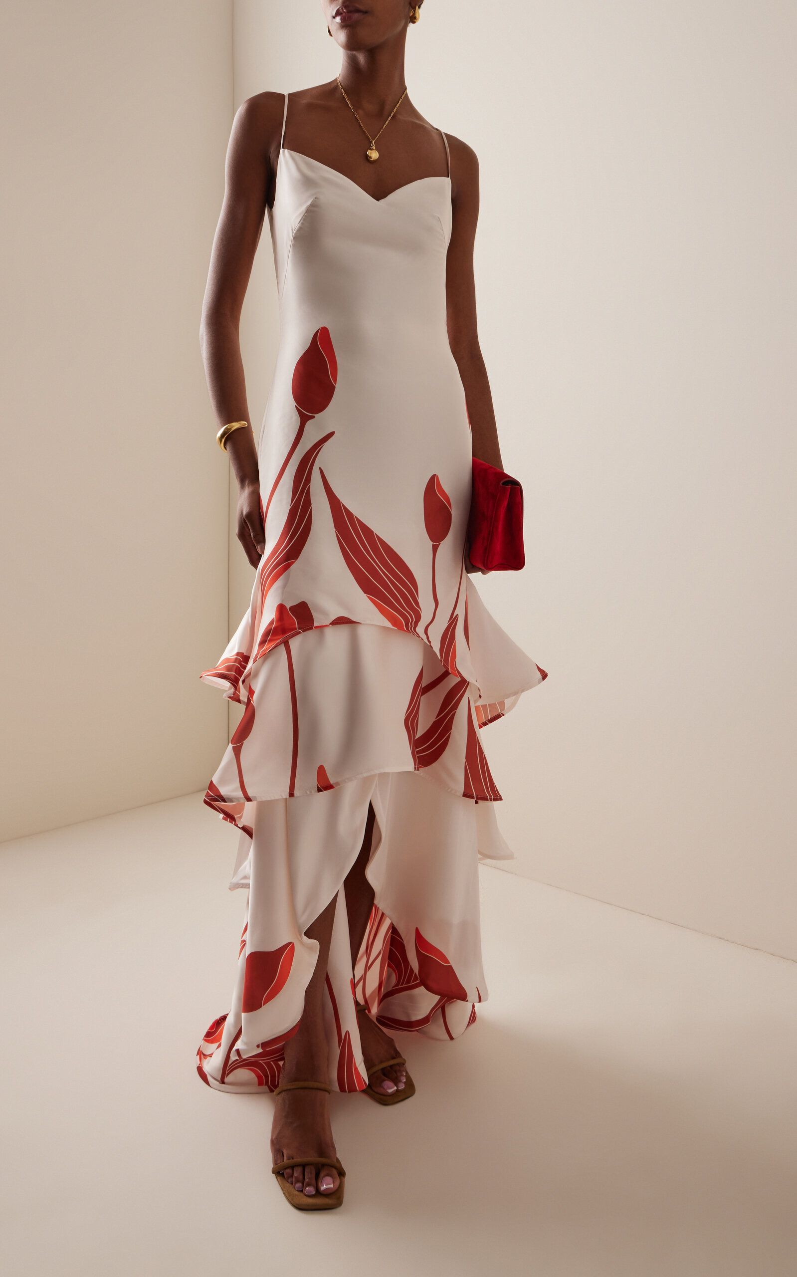 Exclusive Arte Mio Tulip-Printed Satin Maxi Dress orange - 3