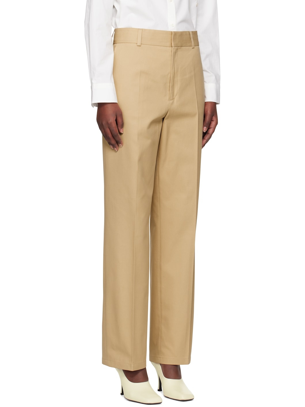 Beige Tailored Cotton Trousers - 2