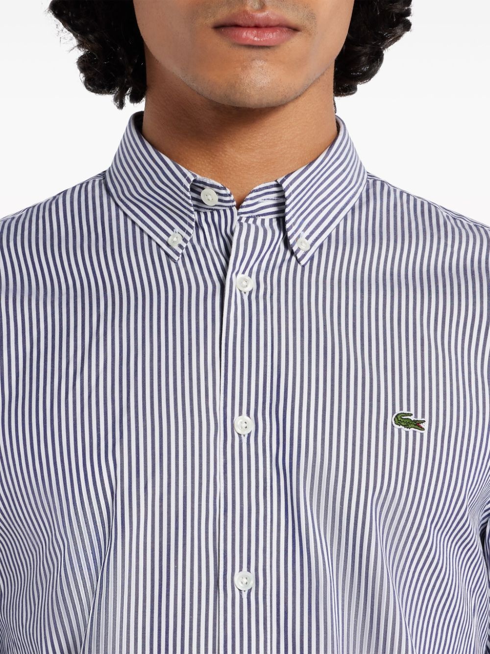 logo-patch striped cotton shirt - 5