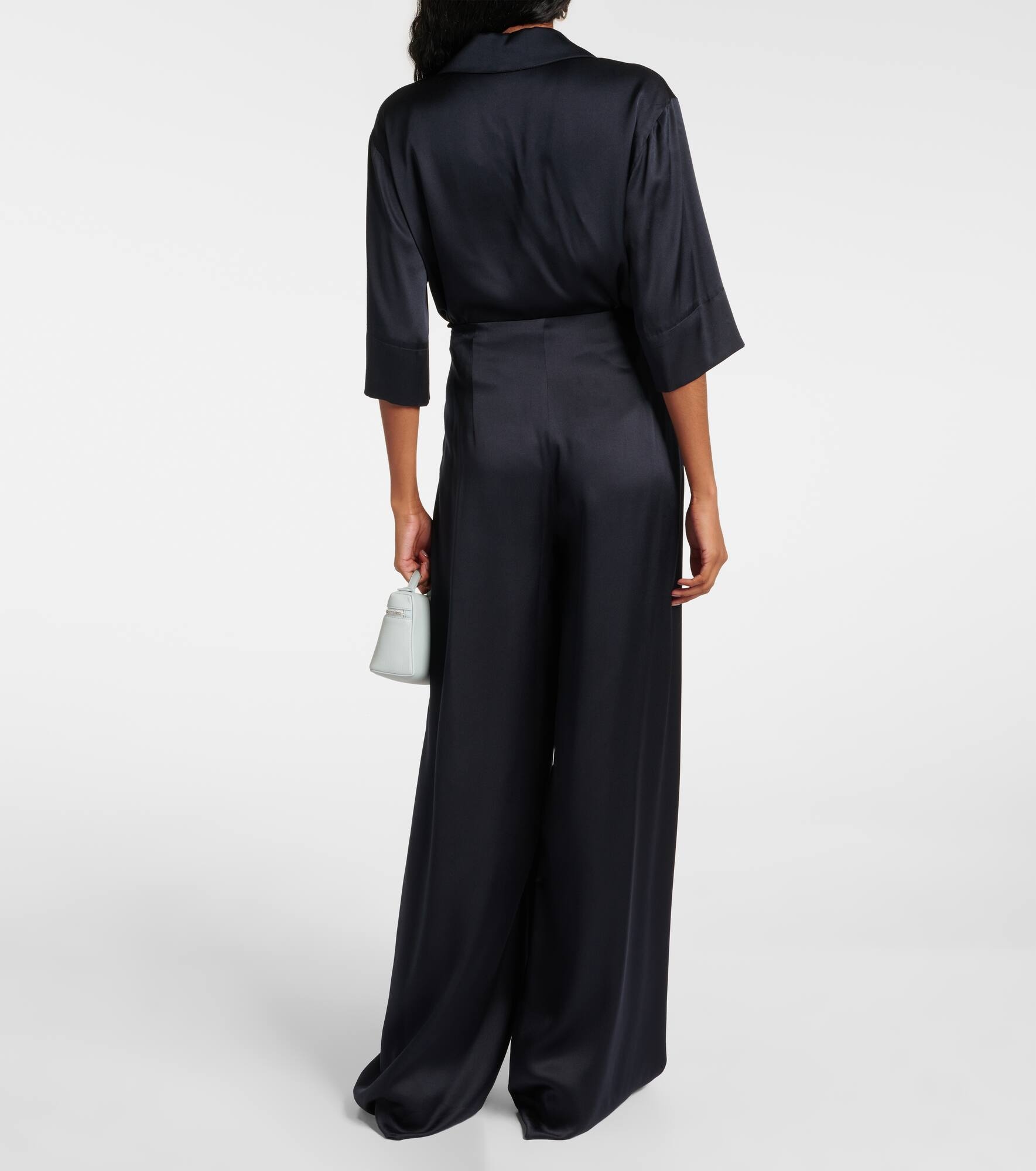 Dresden silk satin wide-leg pants - 3