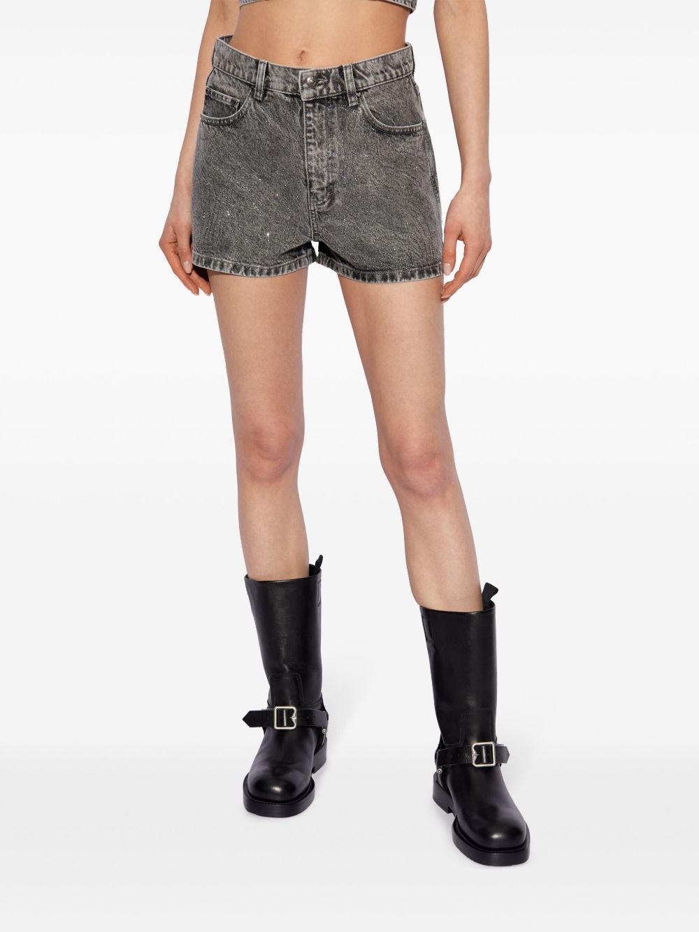 acid-wash denim shorts - 3