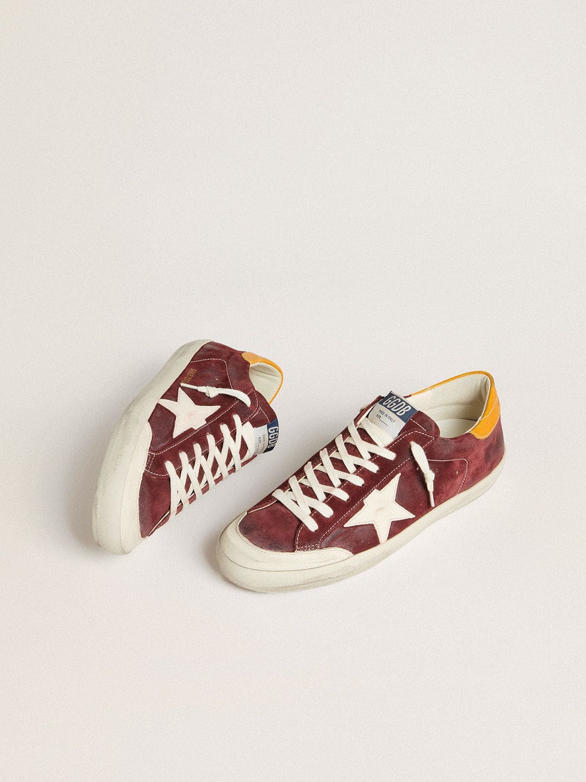 Men’s Super-Star in brick-red suede with white leather star and animal-print heel tab - 2