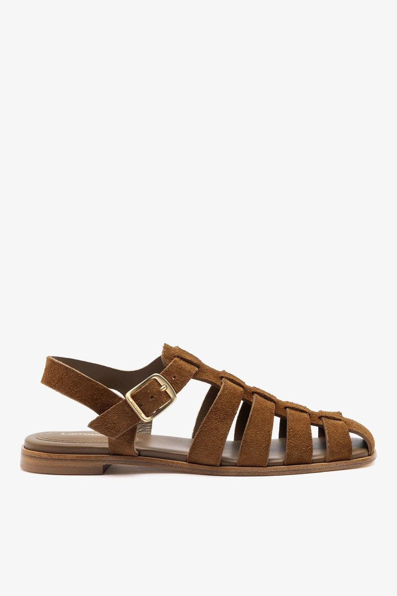 Stevie Flat Sandal In Russet Suede 1