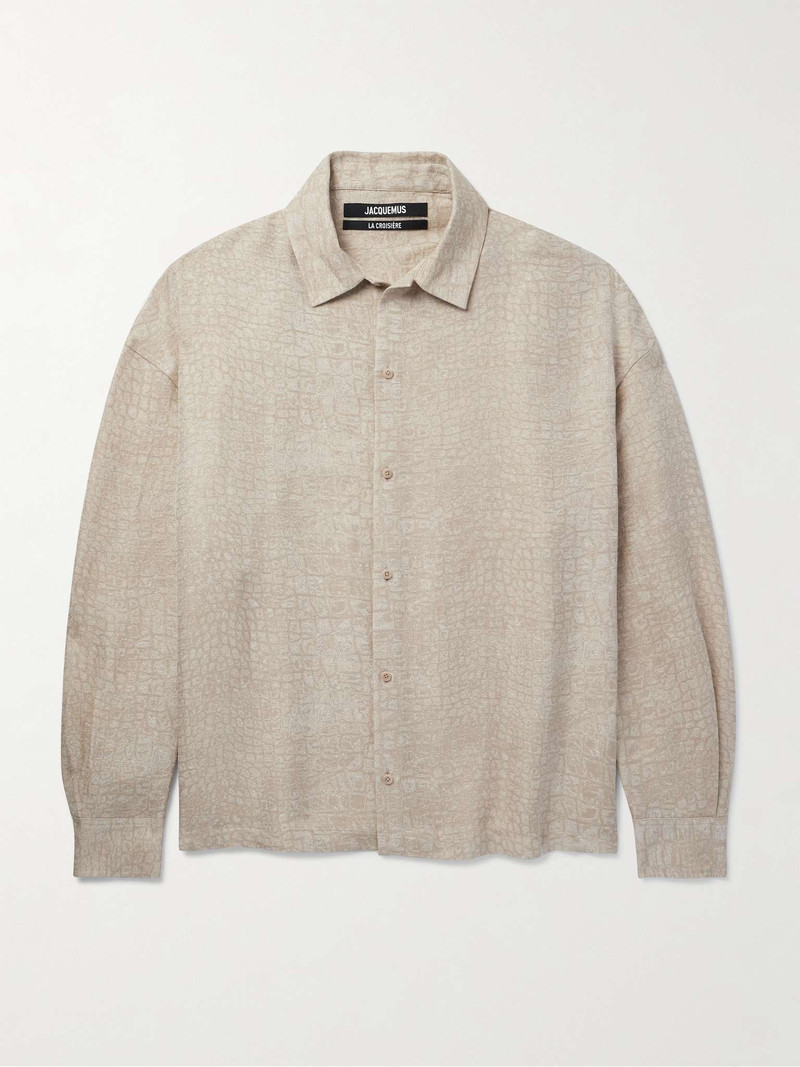 Croc-Effect Linen-Blend Overshirt 1