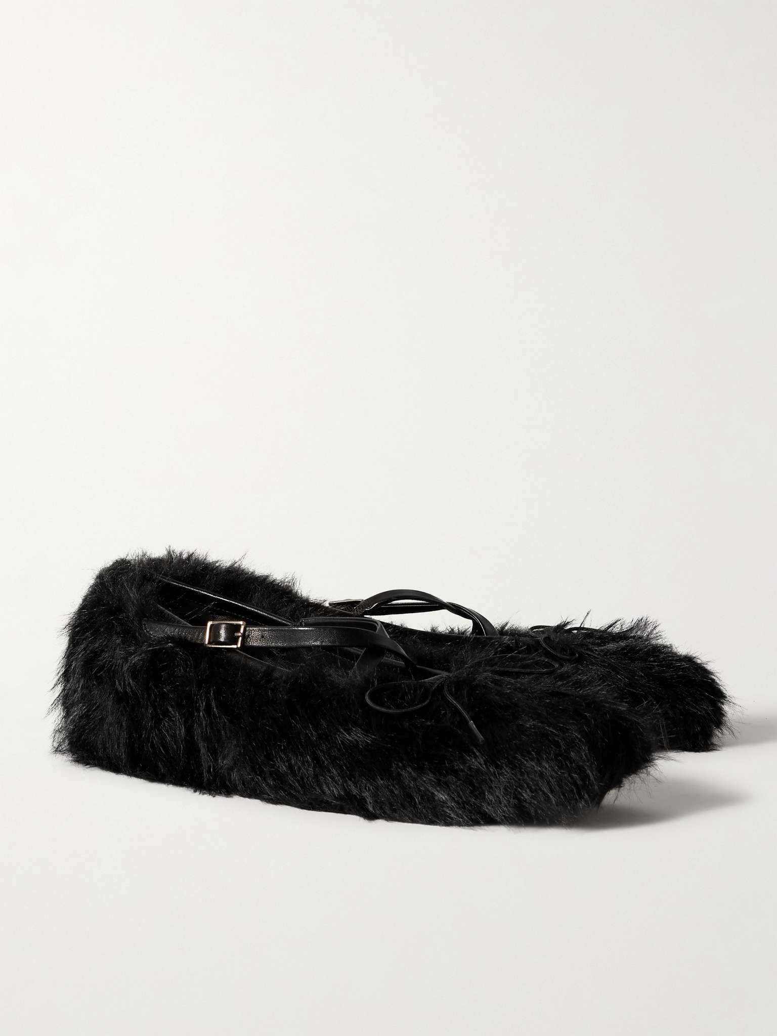 Leather-Trimmed Faux Fur Loafers - 4