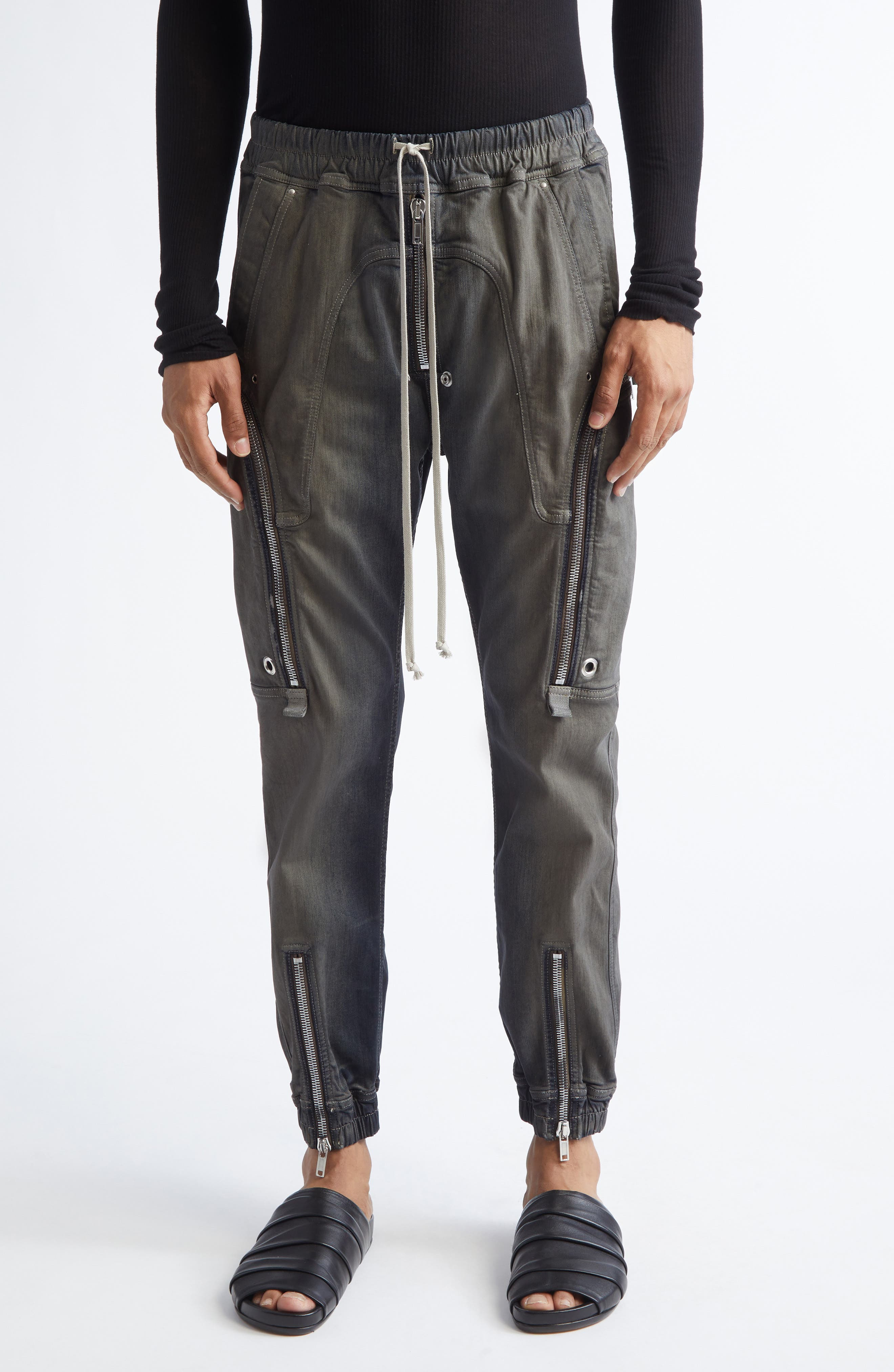 Rick Owens Bauhaus Denim Cargo Joggers in Dark Dust Degrade at Nordstrom - 1
