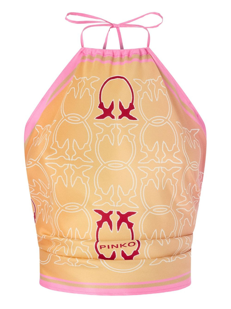logo-print tie beach cover-up 1