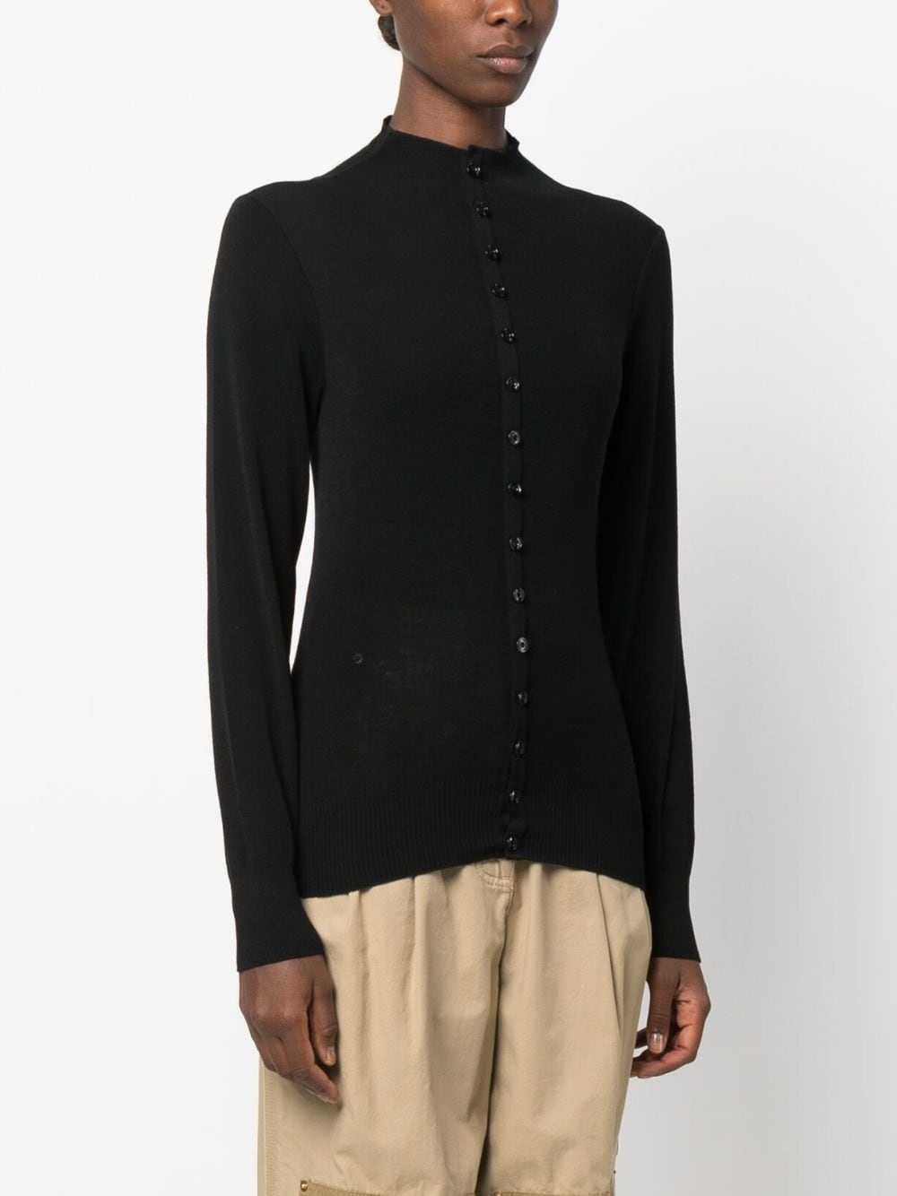 high-neck wool cardigan - 3