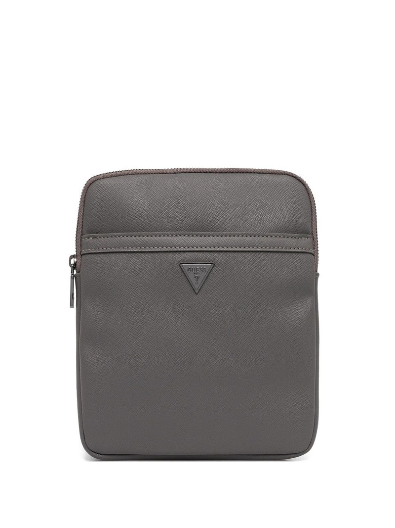 logo-plaque cross-hatch messenger bag 1