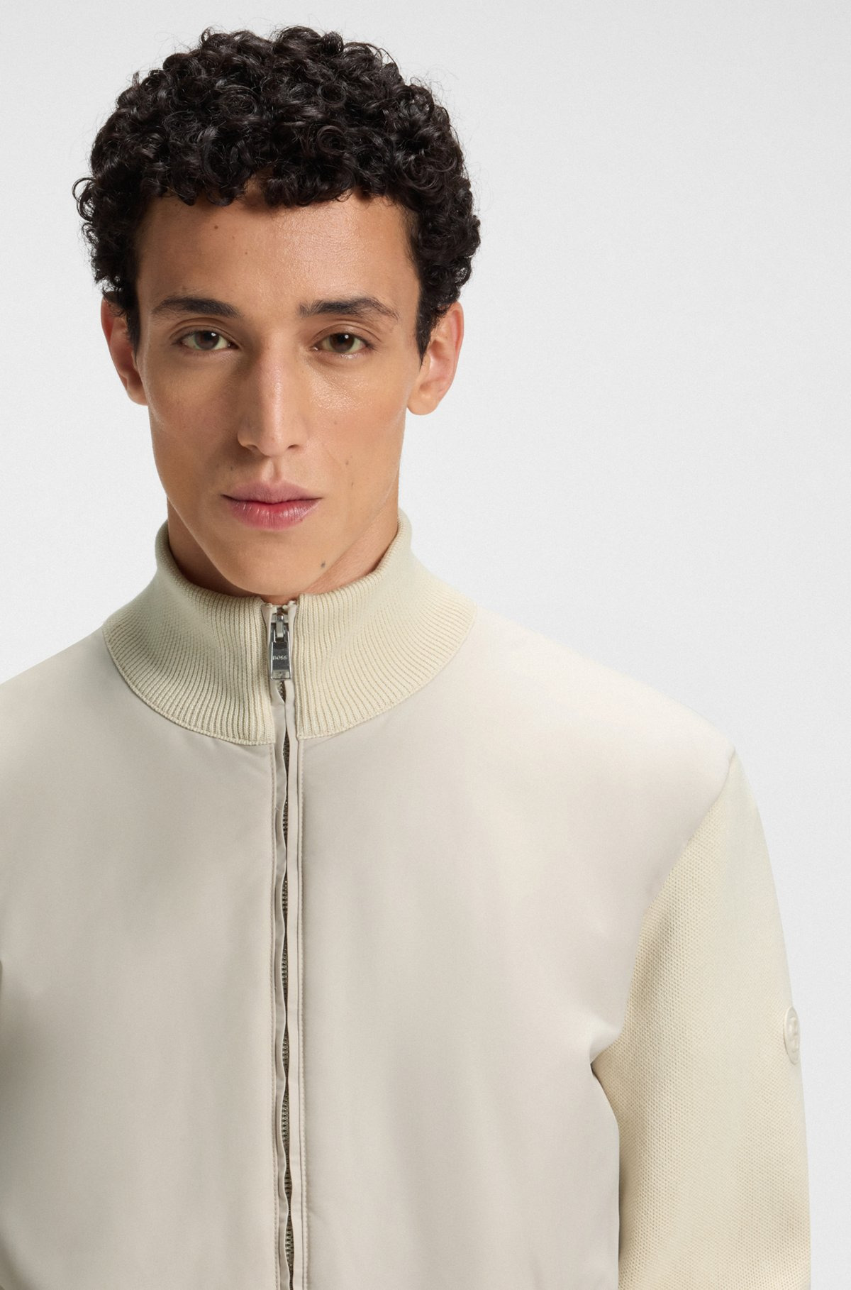 REGULAR-FIT HYBRID JACKET WITH DOUBLE B MONOGRAM - 3